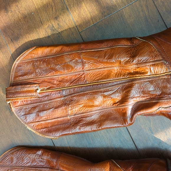 Vintage Hondo Brown Boots Exotic Eel Skin Woman's 7 - Picture 6 of 8